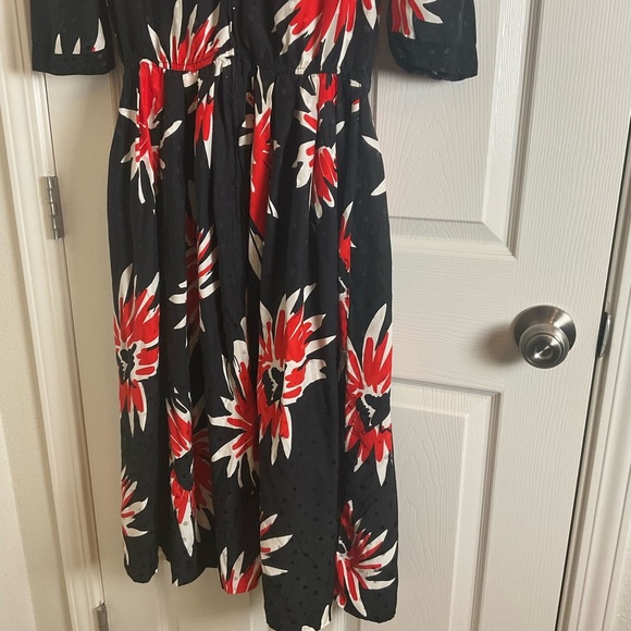 Floral Black and Red Women's Dress - Picture 5 of 12